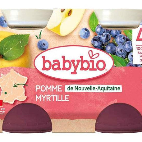 Babybio Petit Pot Pomme de Nouvelle-Aquitaine & Myrtille 2x 130g - Babybio - Alimentation pour bébé Maroc -www.babyboss.ma