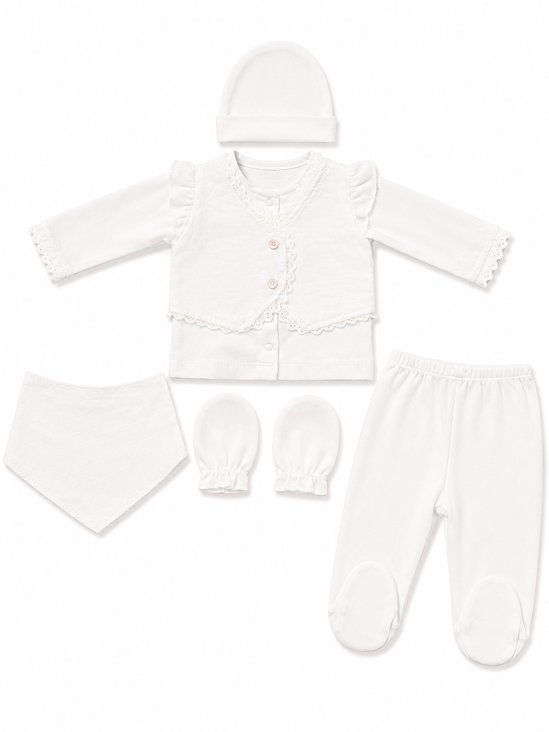 Ensemble naissance 5 pieces en coton 0-3 mois