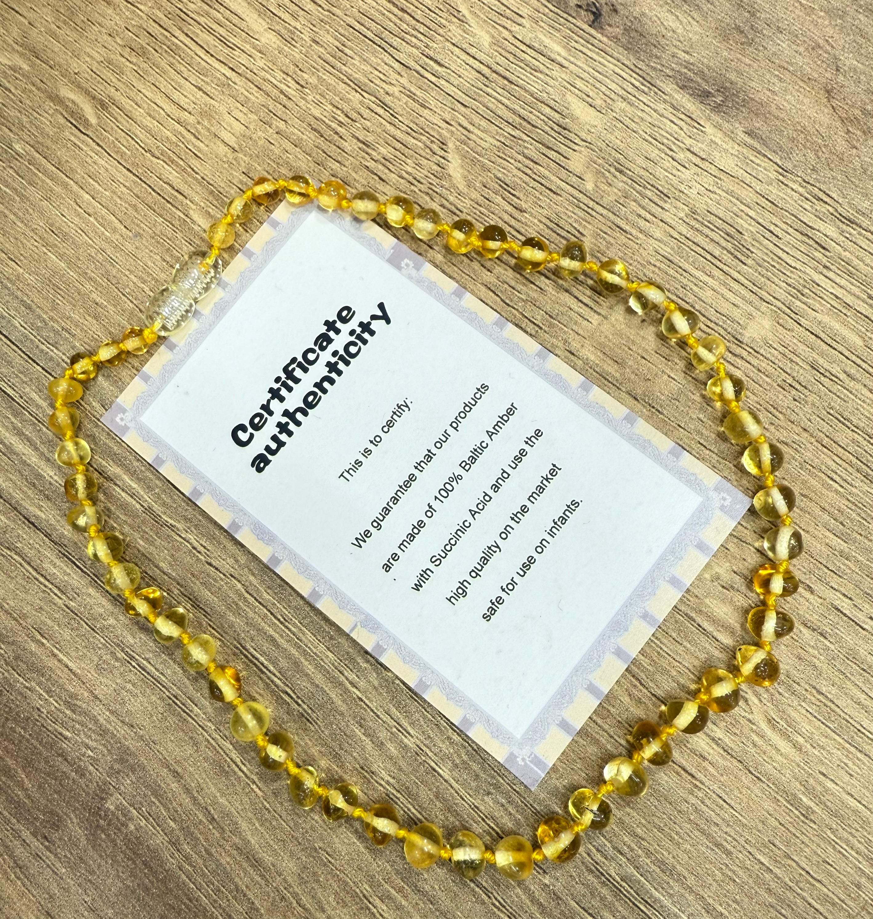 COLLIER D’AMBRE NATUREL - Baroque - pour bébé Maroc -www.babyboss.ma