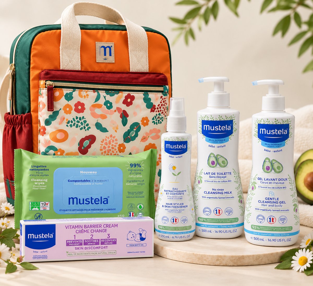 Pack Mustela Bébé – 5 Soins Essentiels avec Sac à Dos