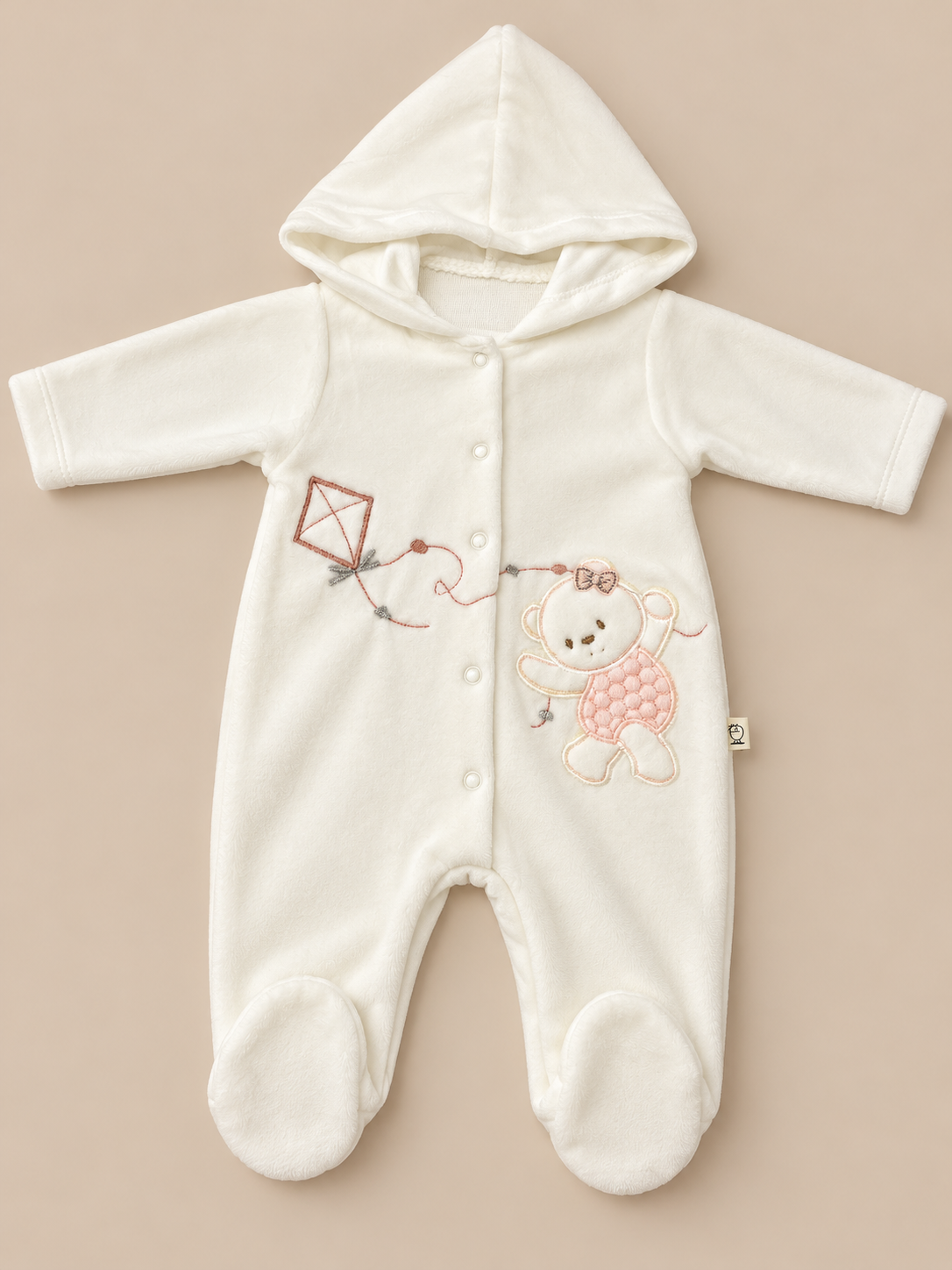 Grenouillère bébé à capuche en velours Bebelina
