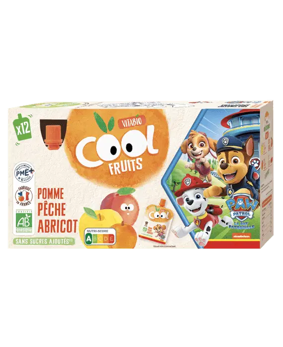 Vitabio COOL FRUITS Pomme pêche abricot 12x90g