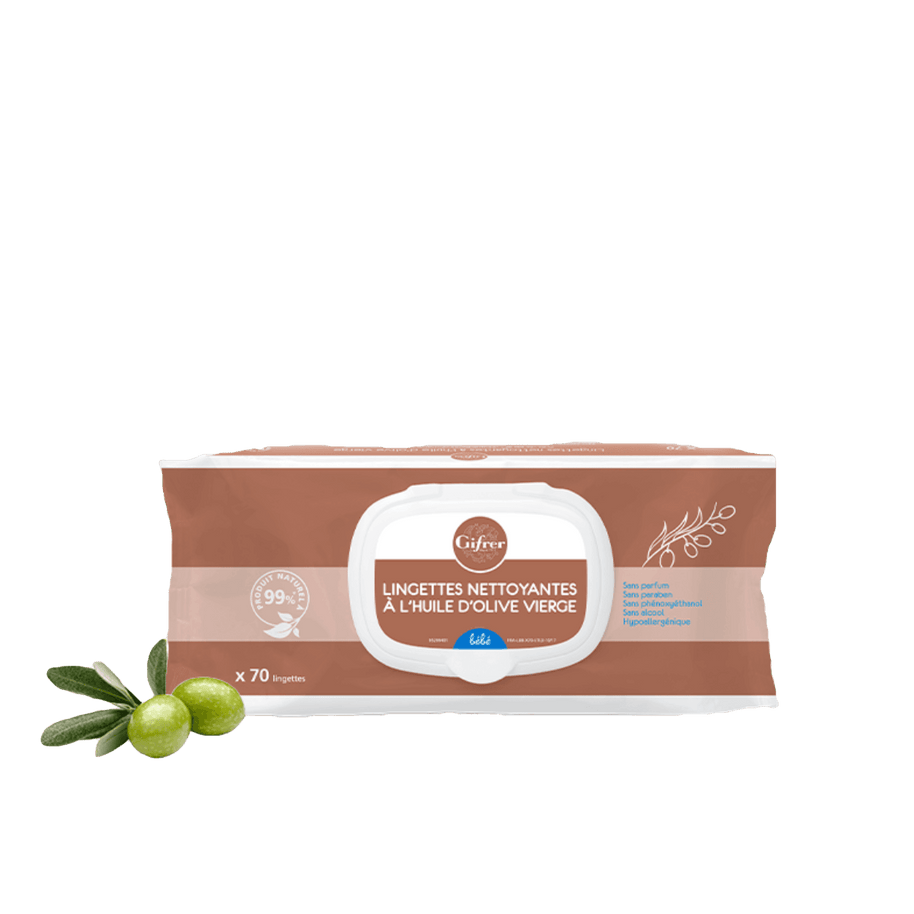 Gifrer Lingettes nettoyantes à l’huile d’olive x 70 - Gifrer - Lingettes pour bébé Maroc -www.babyboss.ma