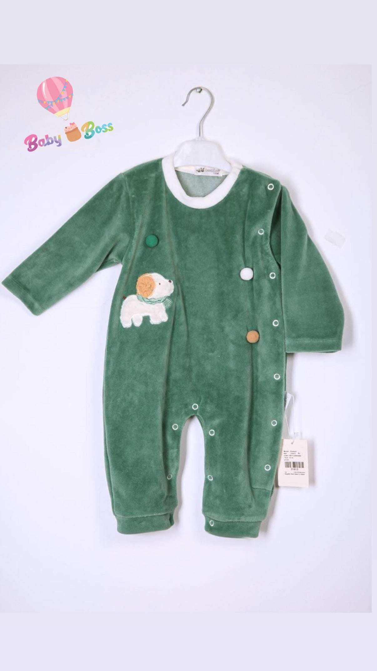 Grenouillère garçon en vert - flash - pour bébé Maroc -www.babyboss.ma