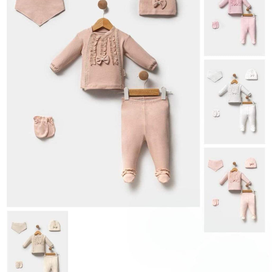 Ensemble 5 pièces 100% cotton pour fille - Bebelinna - pour bébé Maroc -www.babyboss.ma