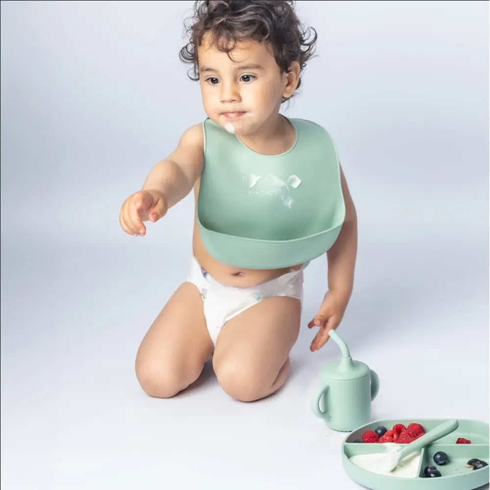 YUMMY Coffret Repas Silicone 6M+ - Vert Pastel