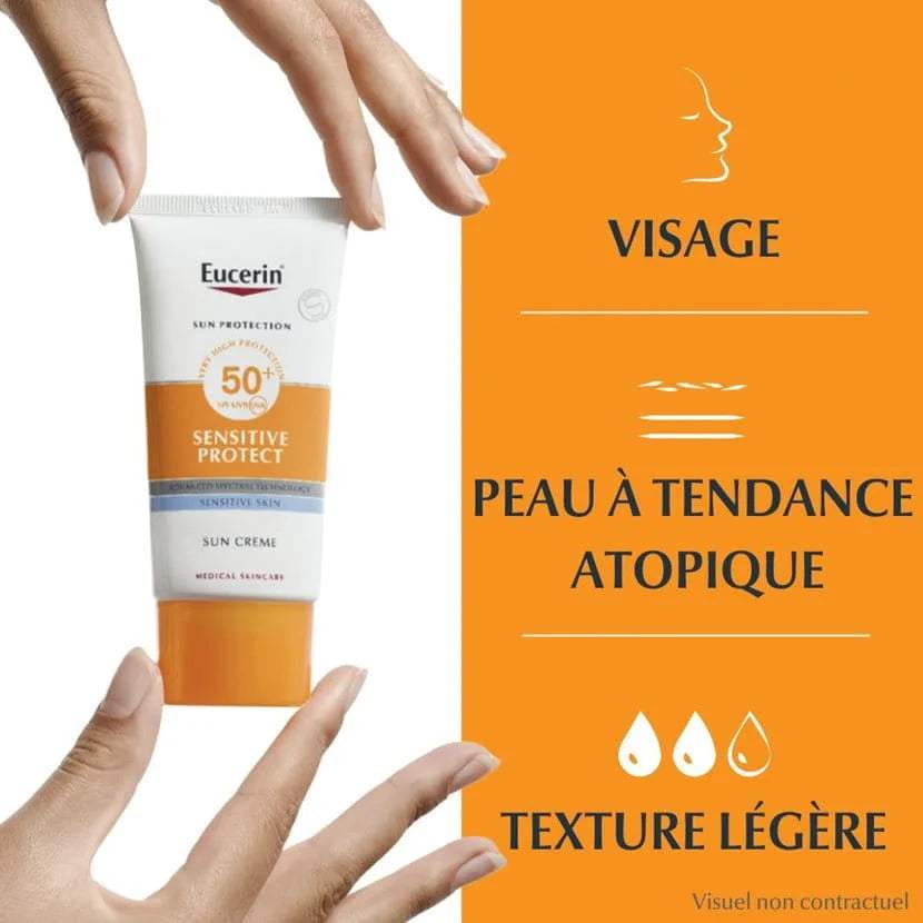 Eucerin Sun PROTECTION SPF50+ Sensitive Protect Crème Solaire 50ml - Eucerin - Protection solaire pour bébé Maroc -www.babyboss.ma