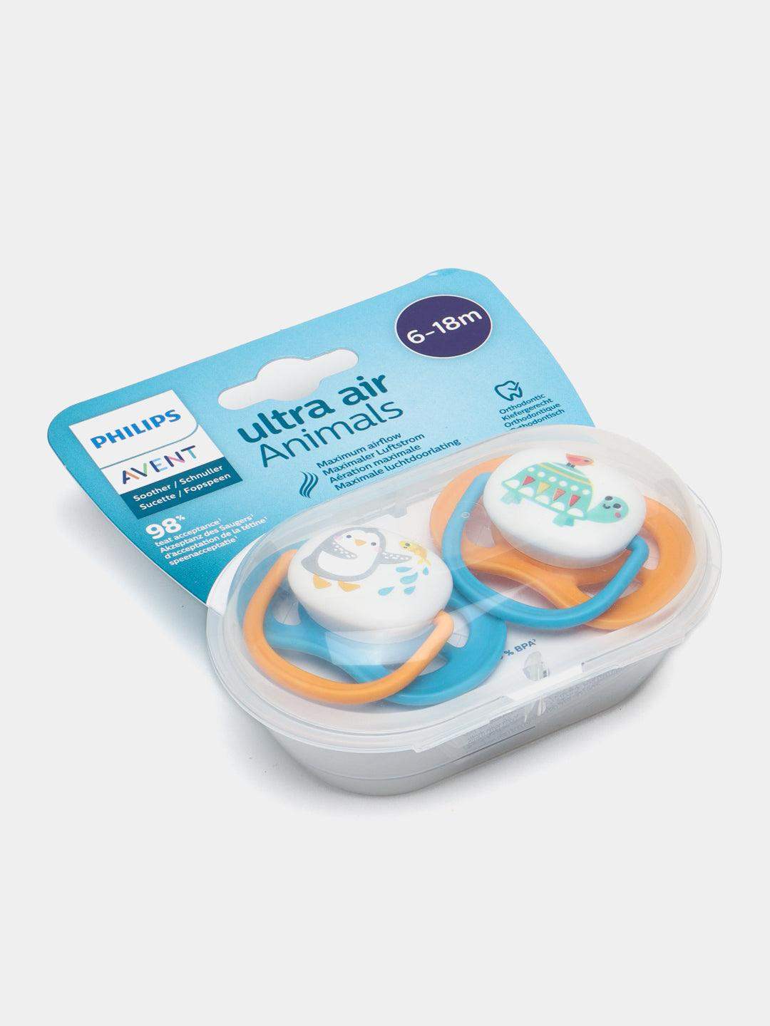 Avent Lot de 2 Sucettes Ultra Air Collection Happy 6-18m Garçon - Philips Avent - - Babyboss.ma