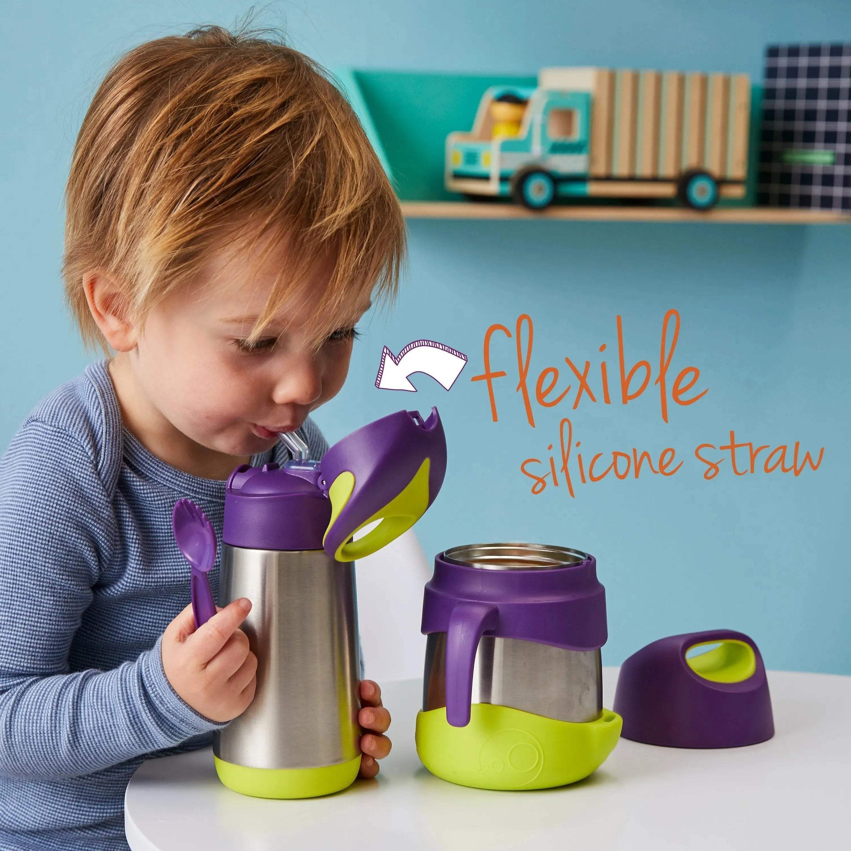 Gourde isotherme à paille B.box 350ml - Forest - BBOX USA - Insulated water bottles pour bébé Maroc -www.babyboss.ma