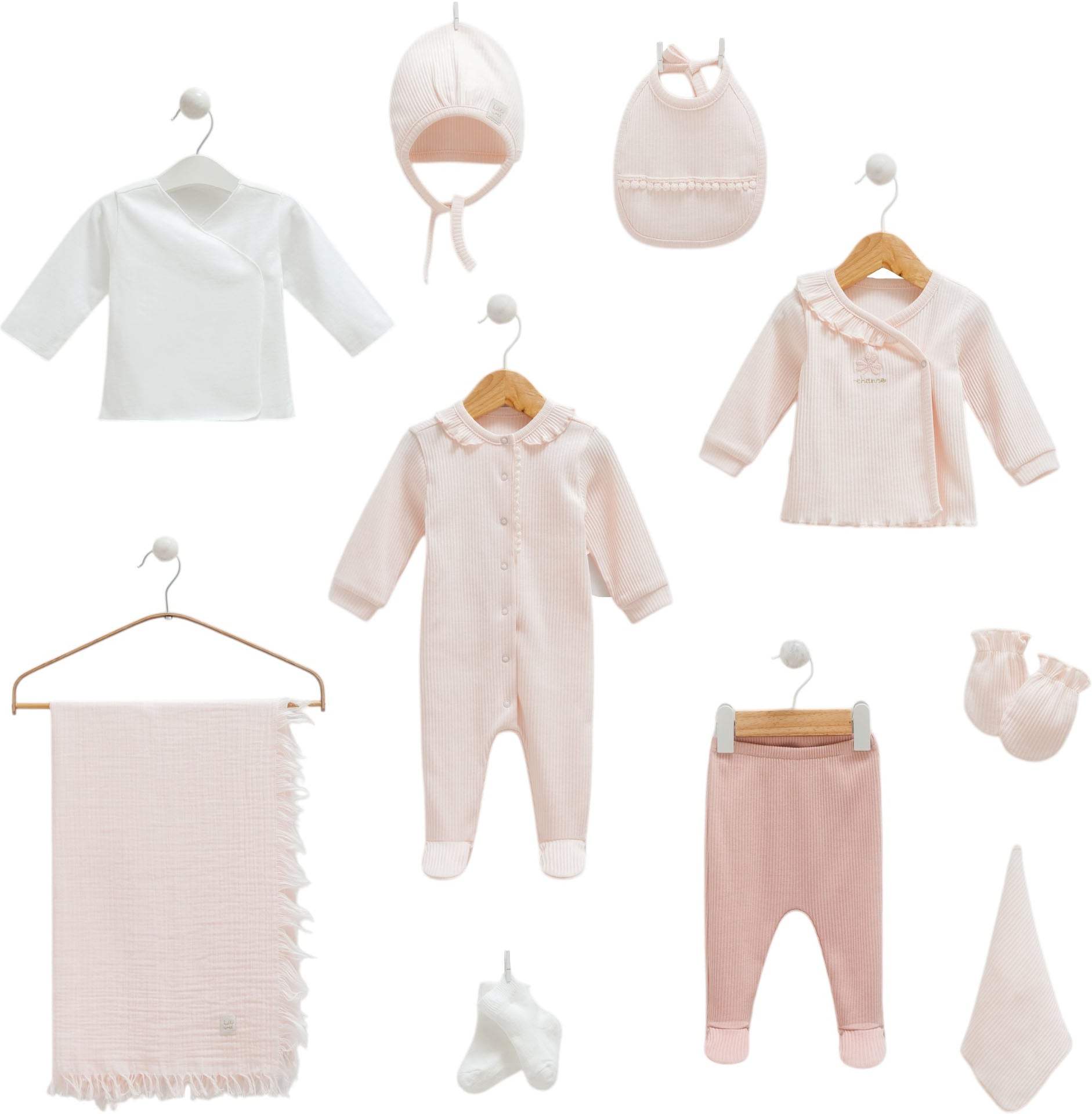Pack de 10 Pieces rose - Caramell - Pack naissance pour bébé Maroc -www.babyboss.ma