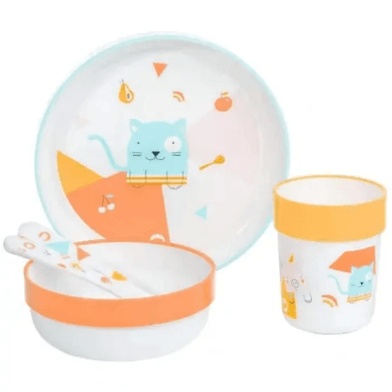 Bébé Confort Set Repas Assiette + Bol + Verre + Couverts Plastique Domino - Bébéconfort - pour bébé Maroc -www.babyboss.ma