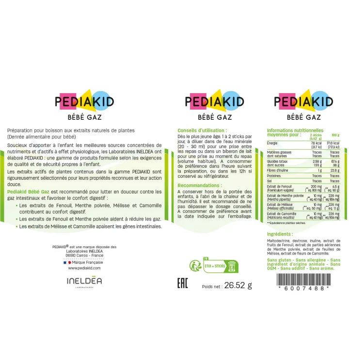 Pediakid Bébé Gaz sticks