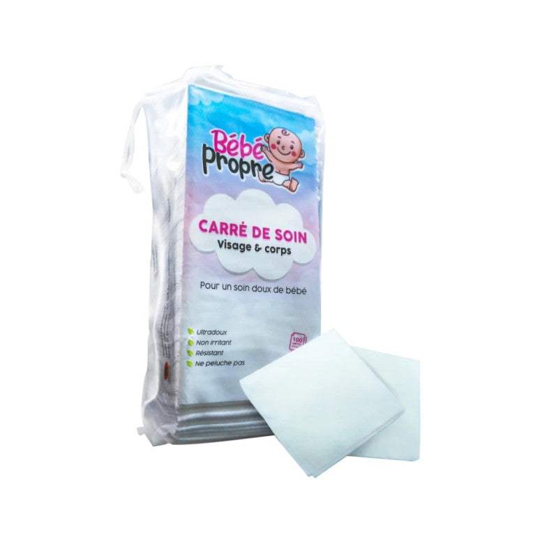 Bébé Propre carrés de soin visage et corps, paquet de 100 – vue 2 – BabyBoss.ma