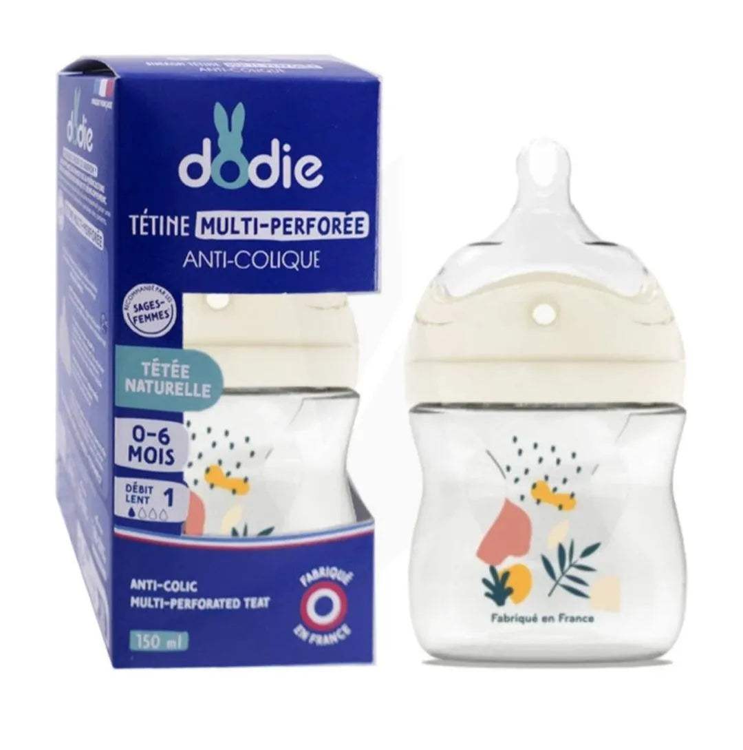 Biberon multi Perforé Dodie 150ML saumon avec Tétine Biomimétisme - Dodie - pour bébé Maroc -www.babyboss.ma