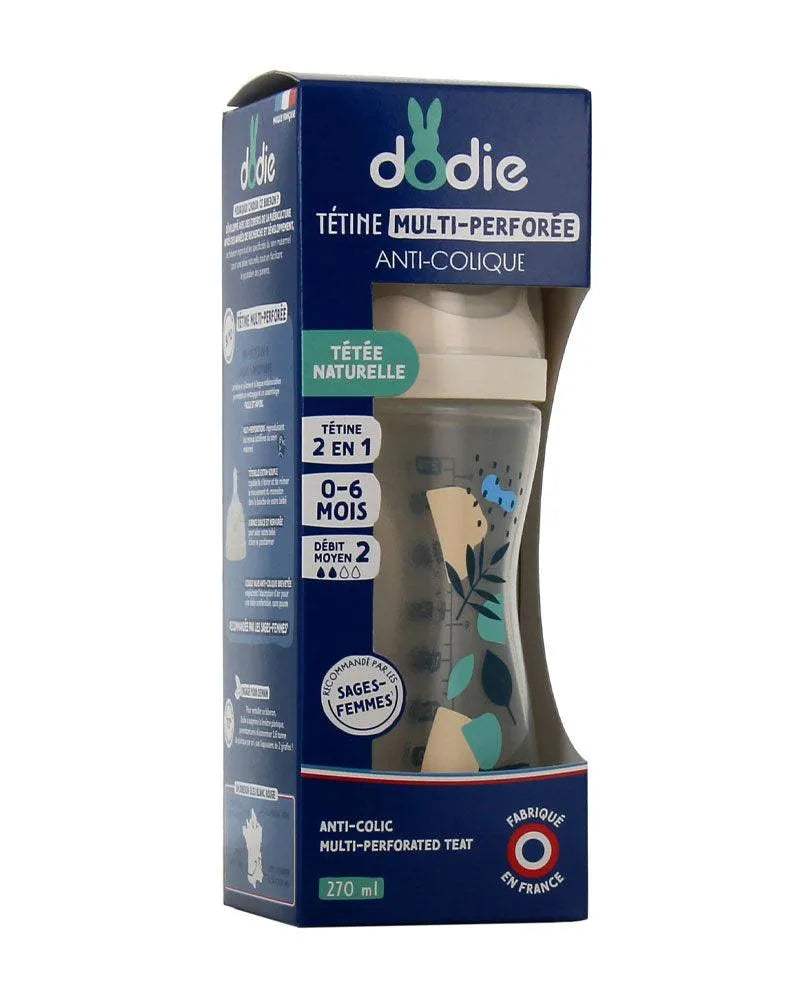 Biberon multi Perforé Dodie 270ML Bleu avec Tétine Biomimétisme - Dodie - Biberon pour bébé Maroc -www.babyboss.ma