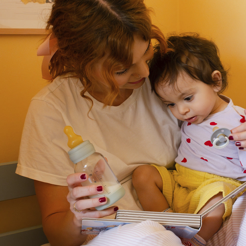 Biberon en Verre 120ml avec Tétine en Latex Débit lent – BIBS - Sage - Bibs - Biberon pour bébé Maroc -www.babyboss.ma