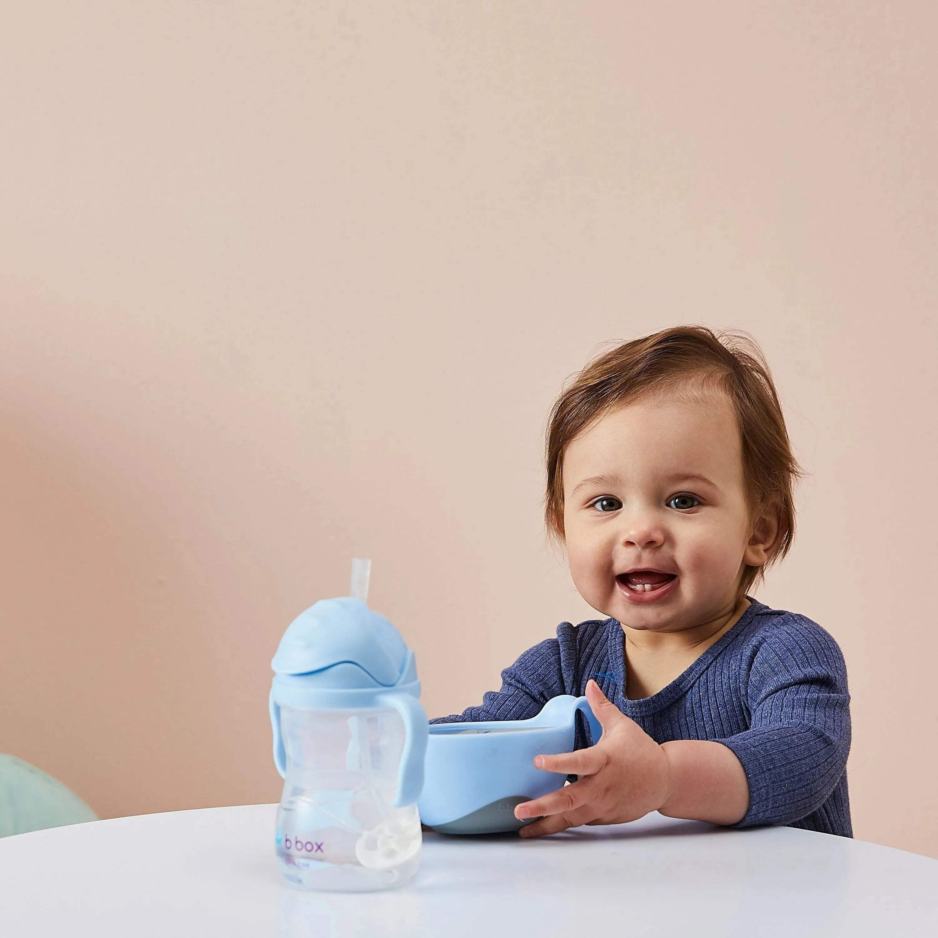 Bol avec Paille B.Box - Bubblegum - BBOX USA - Feeding pour bébé Maroc -www.babyboss.ma