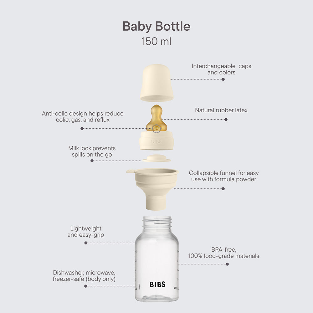 Biberon sans BPA 150ml avec tétine en latex Débit lent - Blush - Bibs - Baby Bottle pour bébé Maroc -www.babyboss.ma