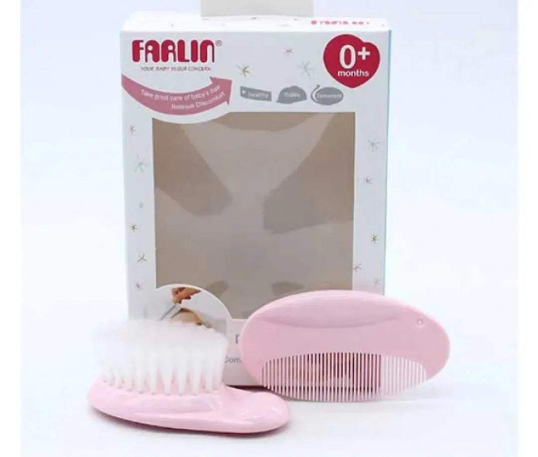 BROSSE ET PEIGNE DECORE Farlin en rose - farlin - pour bébé Maroc -www.babyboss.ma