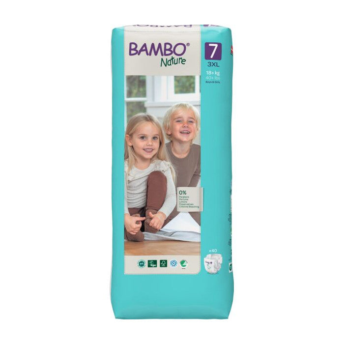 Bambo Nature couches taille 7 (3XL, 18 kg+), paquet de 40 – Babyboss.ma