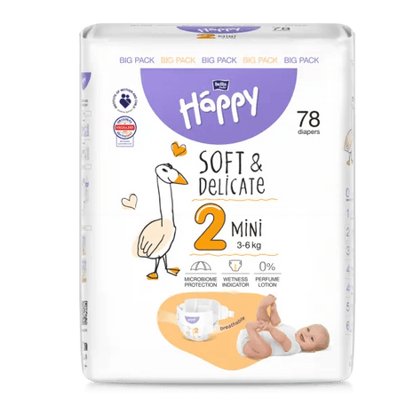 Couches Bébé Happy Taille 2 (3-6 kg) - 78 Pièces - Happy - pour bébé Maroc -www.babyboss.ma