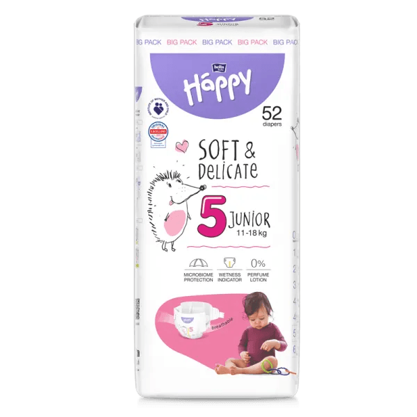 Couches Bébé Happy Taille 5 (11-18 kg) - 52 Pièces - Happy - pour bébé Maroc -www.babyboss.ma
