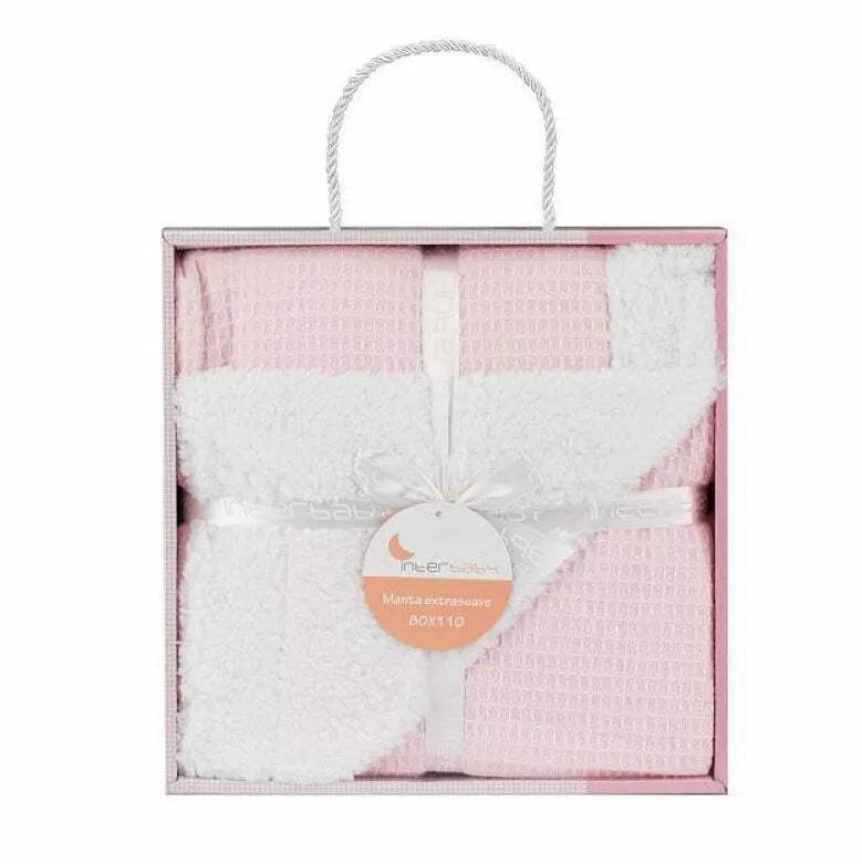 Couverture carre junior 80 x 110 rose - Interbaby - pour bébé Maroc -www.babyboss.ma