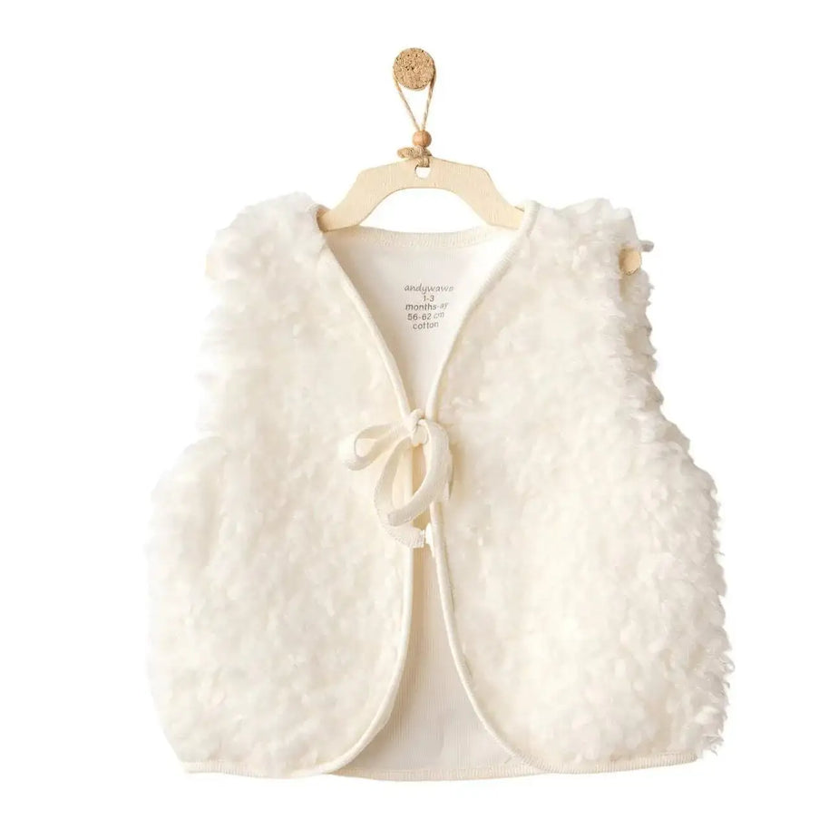 Cream Soft Plush Vest andywawa - Andywawa - pour bébé Maroc -www.babyboss.ma