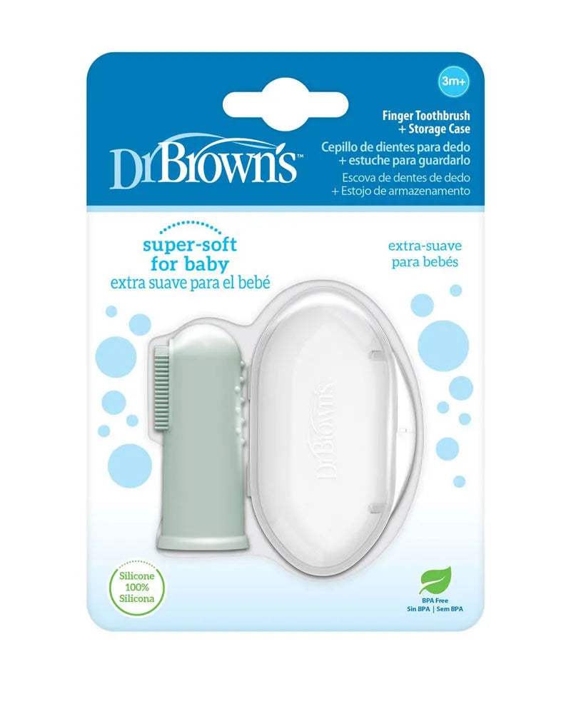Dr. Brown's Brosse à dents en silicone avec étui 3M+ - Vert - Dr. Brown's - Brosse à dents pour bébé Maroc -www.babyboss.ma
