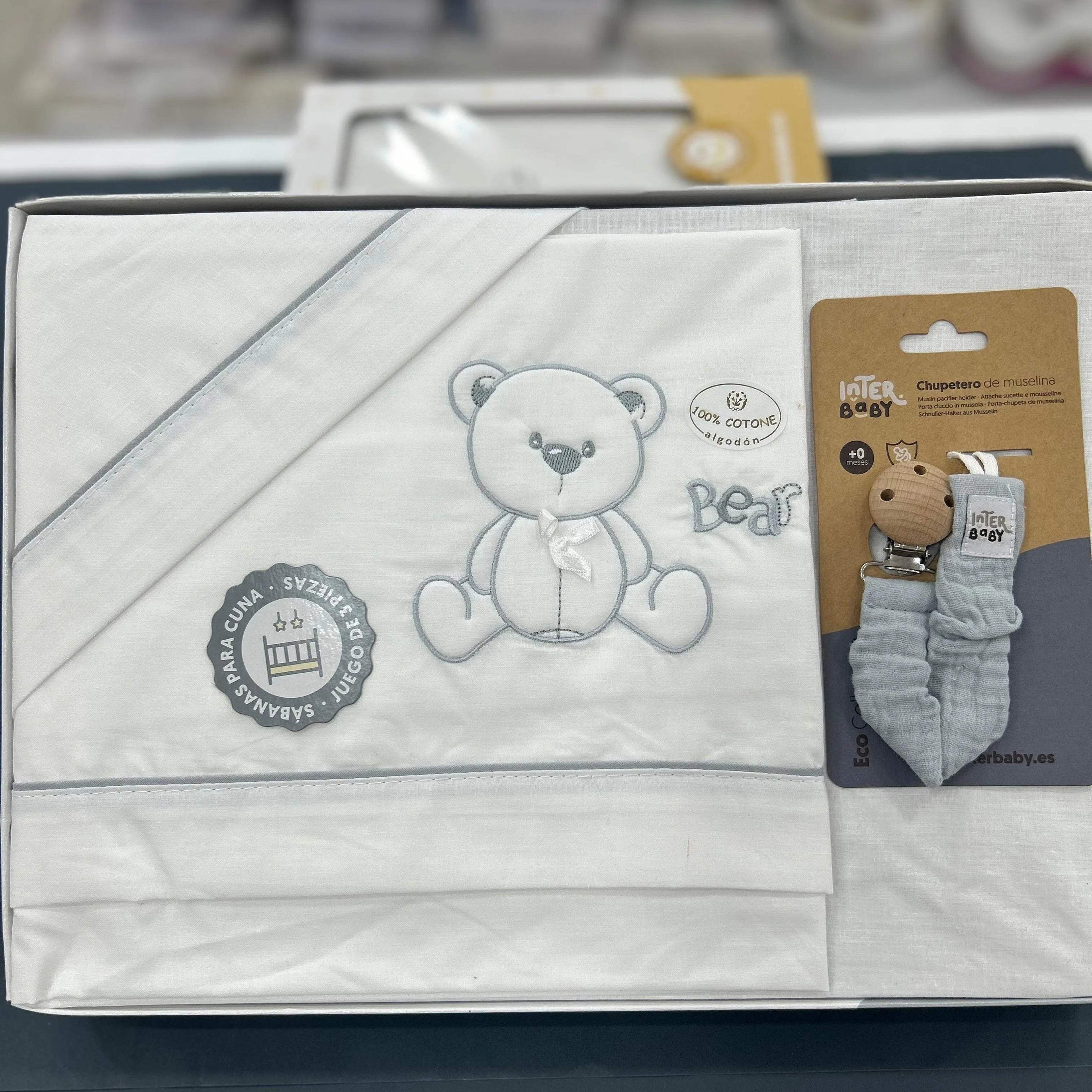 Draps berceau BEAR BOW 100% Coton Interbaby - BABYBOSS sommeil - pour bébé Maroc -www.babyboss.ma