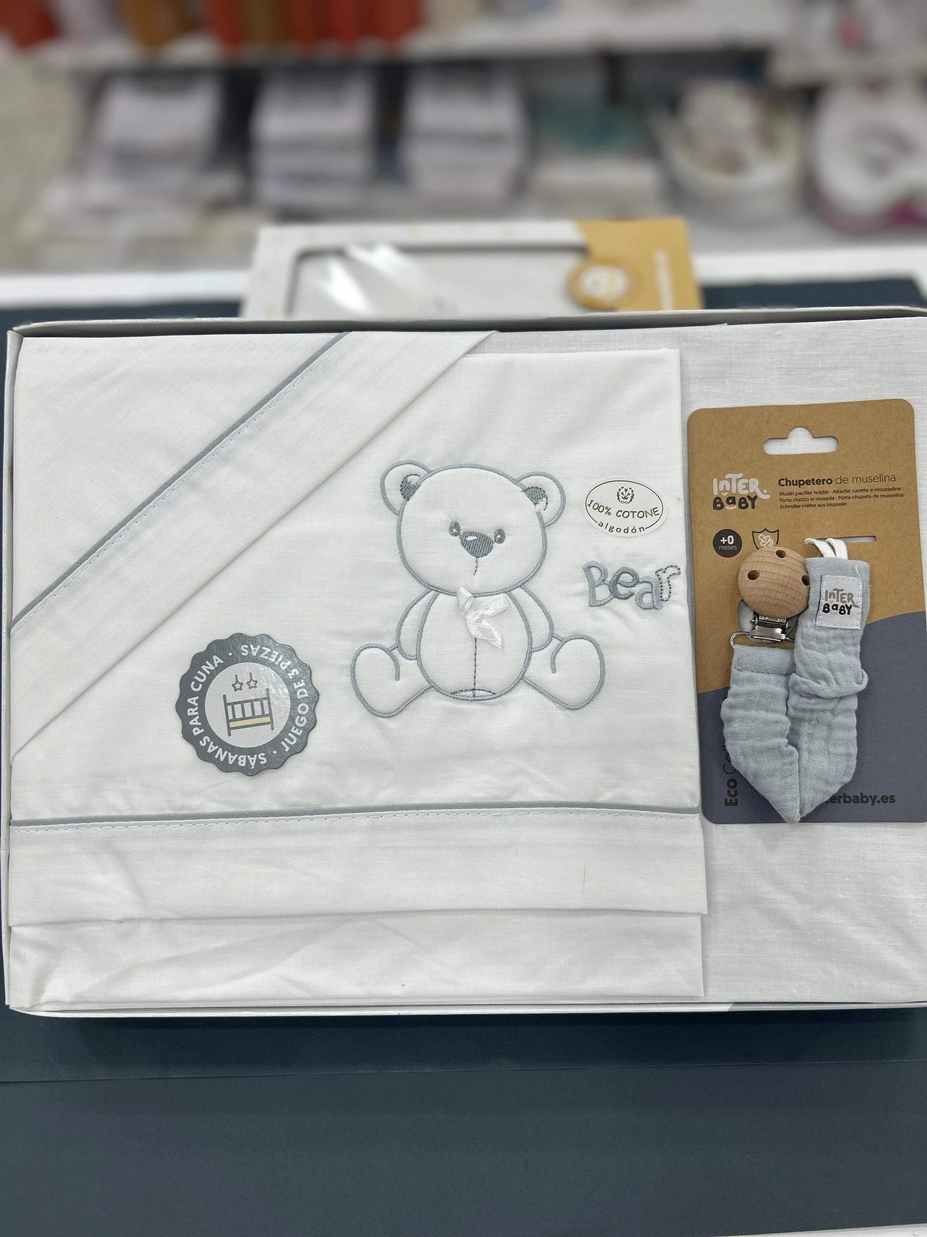 Draps berceau BEAR BOW 100% Coton Interbaby - BABYBOSS sommeil - pour bébé Maroc -www.babyboss.ma