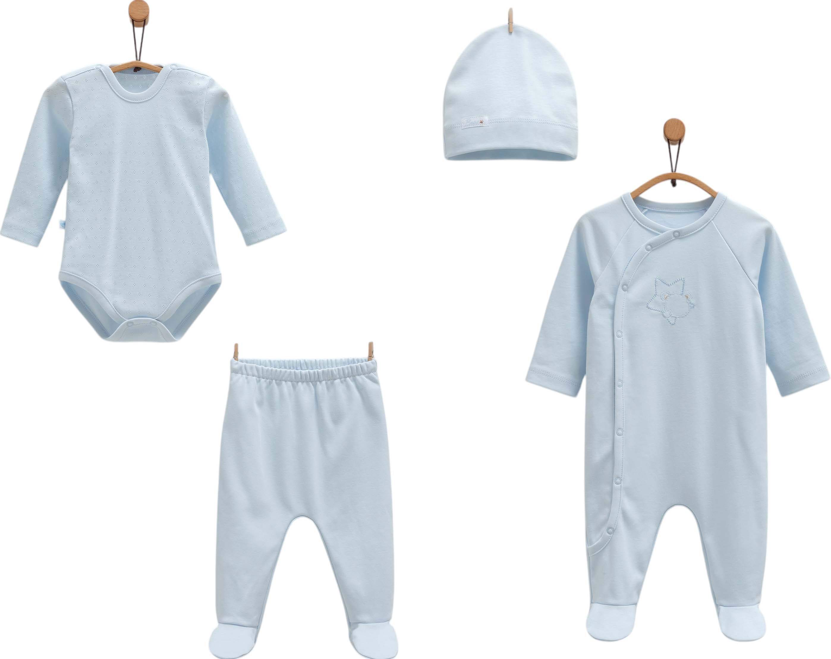 Pack 4 pieces bleu - Caramell - Robe pour bébé Maroc -www.babyboss.ma