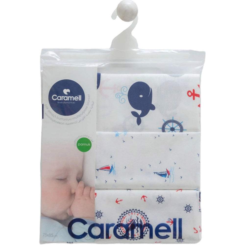 Couverture tissée 3 pièces 80x90 - Caramell - Caramell - Bandana pour bébé Maroc -www.babyboss.ma