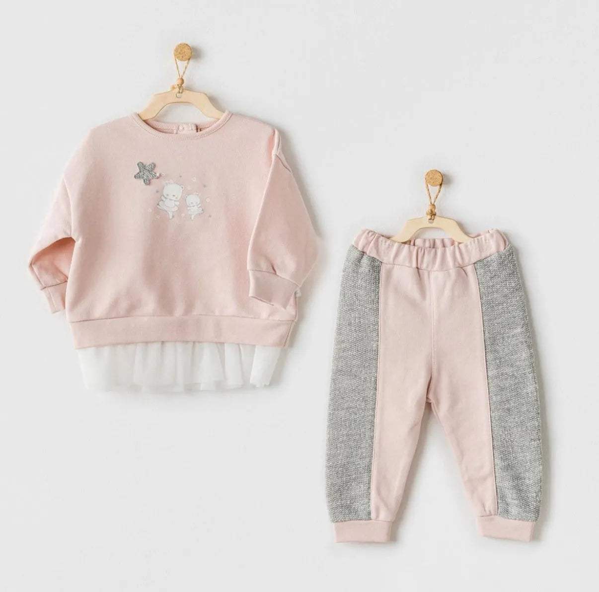 Ensemble bébé 2 pièces Ballerine Rose Gris - Andywawa - pour bébé Maroc -www.babyboss.ma