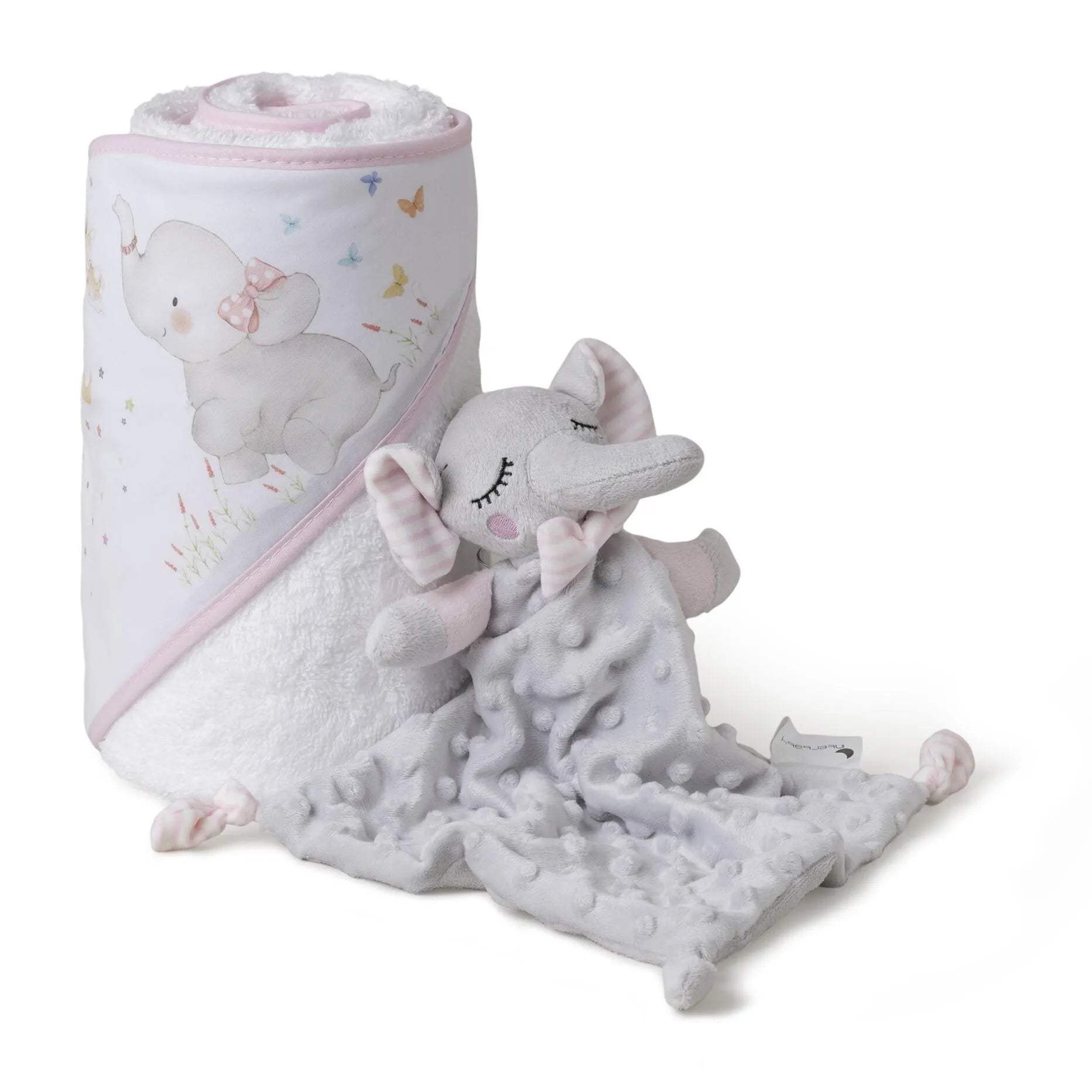 Ensemble Cape de Bain et Dou Dou Bco/Éléphant Rose - Interbaby - pour bébé Maroc -www.babyboss.ma
