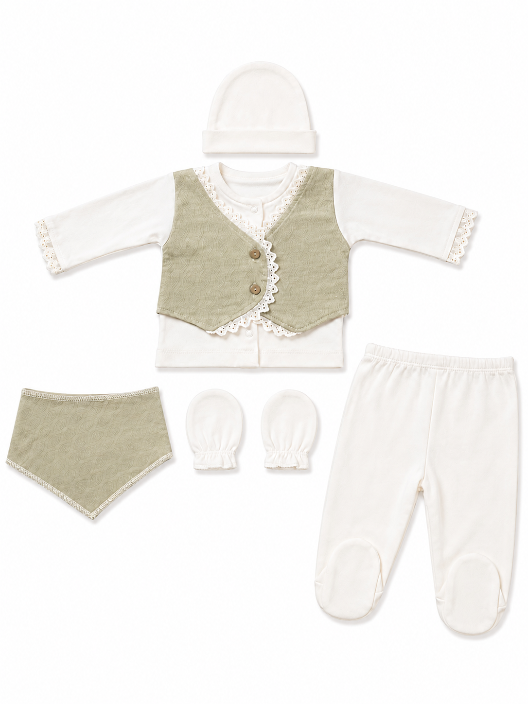 Ensemble naissance 5 pieces en coton 0-3 mois