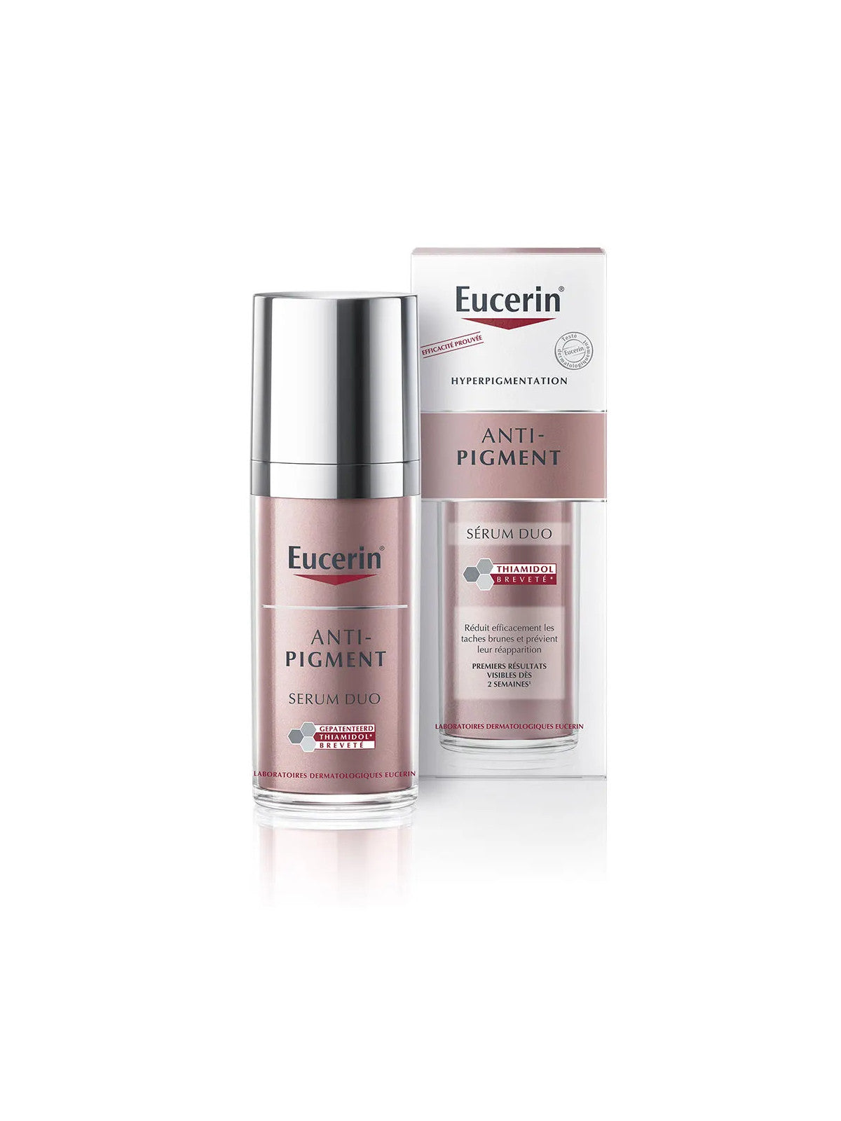 Flacon pompe et boîte du sérum Eucerin Anti-Pigment Sérum Duo 30 ml au Thiamidol – Babyboss.ma