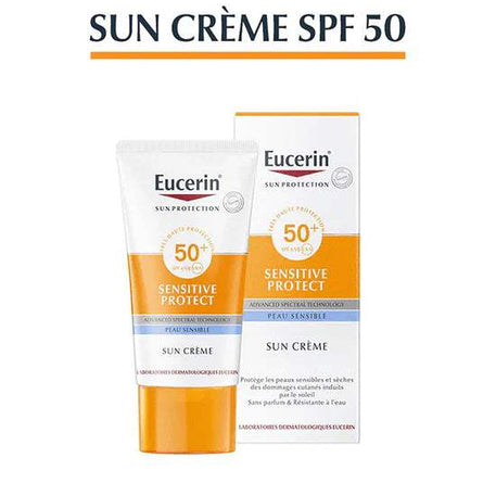 Eucerin Sun PROTECTION SPF50+ Sensitive Protect Crème Solaire 50ml - Eucerin - Protection solaire pour bébé Maroc -www.babyboss.ma