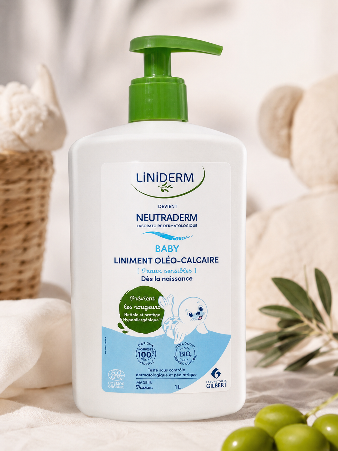 Linimento oleo-calcáreo estabilizado Gilbert Liniderm - 1 L con bomba