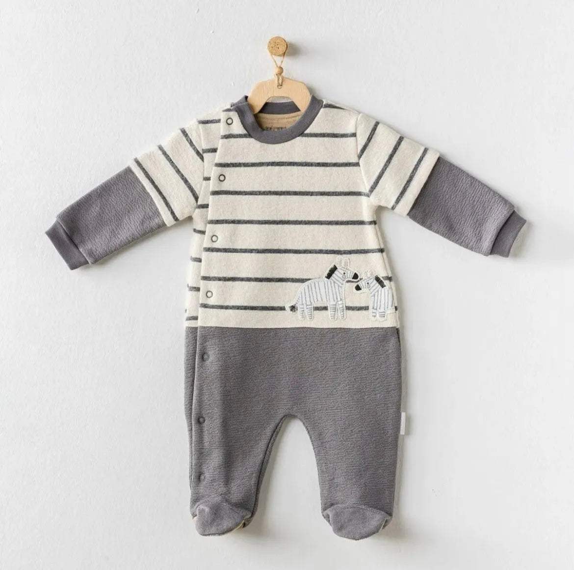 Gris zebra grenouillère 100% cotton andywawa - Andywawa - pour bébé Maroc -www.babyboss.ma