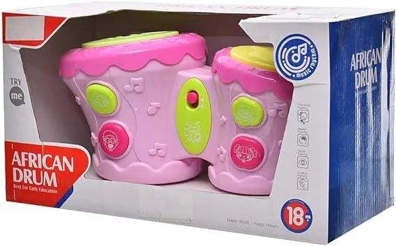 ⚡HUANGER - Double Tambour musical rose⚡ - flash - pour bébé Maroc -www.babyboss.ma