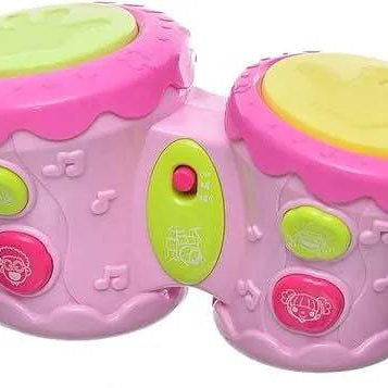 ⚡HUANGER - Double Tambour musical rose⚡ - flash - pour bébé Maroc -www.babyboss.ma