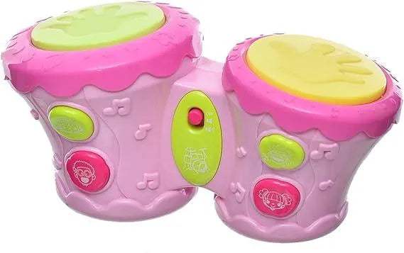 ⚡HUANGER - Double Tambour musical rose⚡ - flash - pour bébé Maroc -www.babyboss.ma
