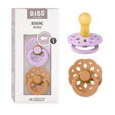 Set de 2 Chupetes Baberos Boheme Violeta Cielo/Calabaza