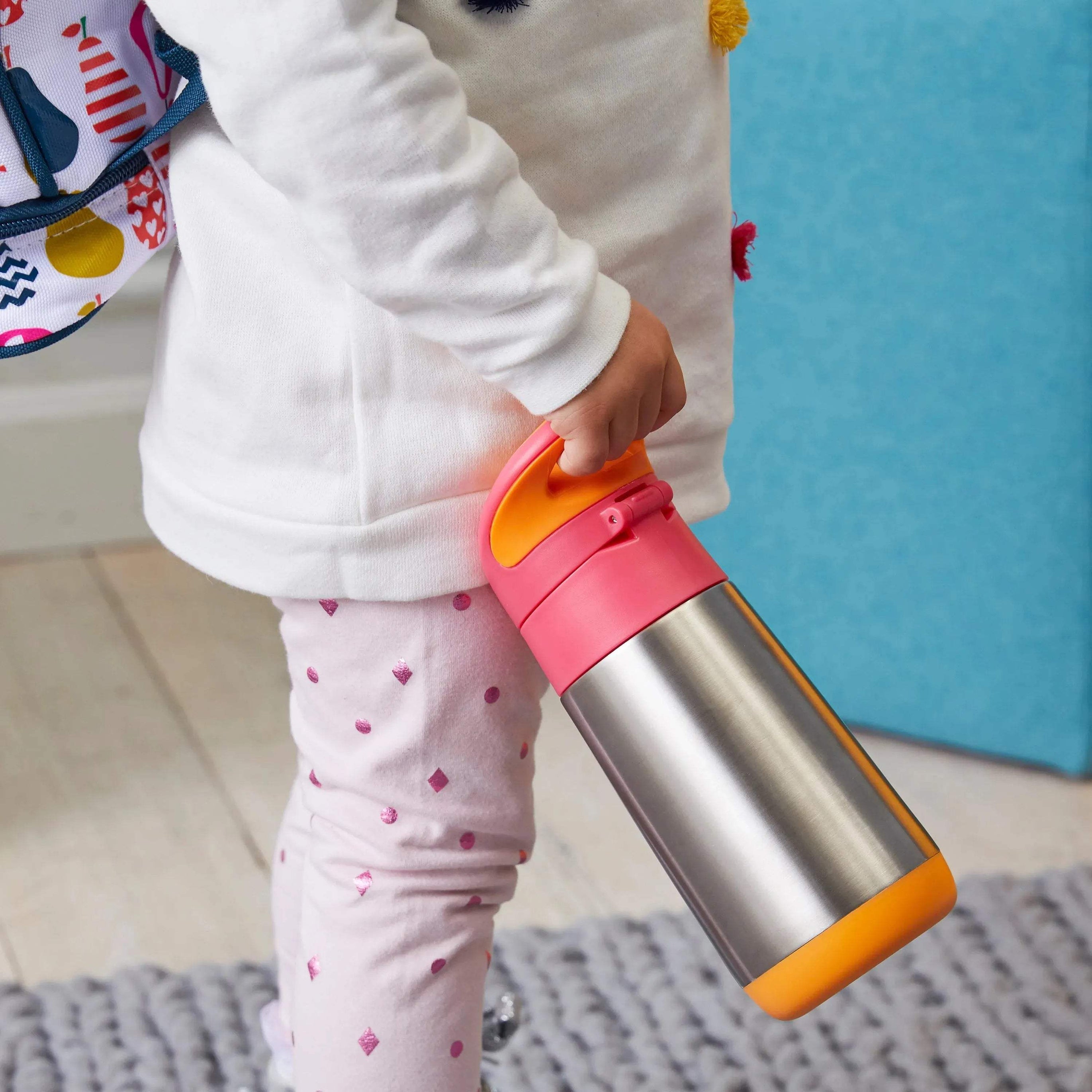 Gourde isotherme à paille B.box 500ml - flamingo fizz - BBOX USA - Insulated water bottles pour bébé Maroc -www.babyboss.ma