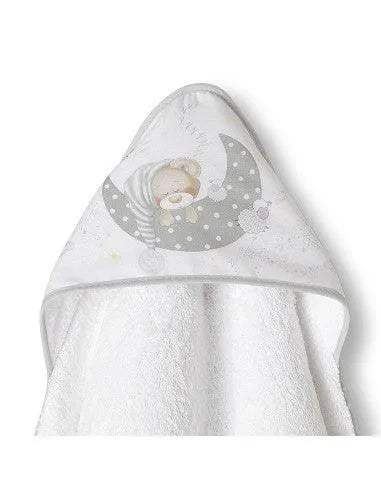 Interbaby cap de bain 100×100 et bavoir en gris - Interbaby - pour bébé Maroc -www.babyboss.ma