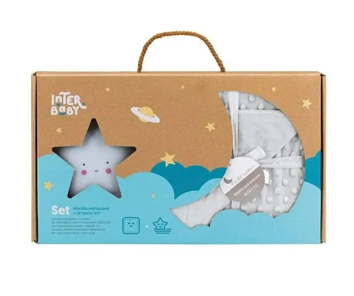 Interbaby Coffret de Couverture Bébé à bulles gris et veilleuse - Interbaby - pour bébé Maroc -www.babyboss.ma