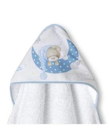 Interbaby serviette 100×100 et bavoir en bleu - Interbaby - Serviette pour bébé Maroc -www.babyboss.ma