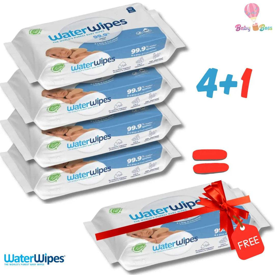 Lingettes Bébé WaterWipes Value Pack 4+ 1 Offert - WaterWipes - Hygiène et Soin pour bébé Maroc -www.babyboss.ma