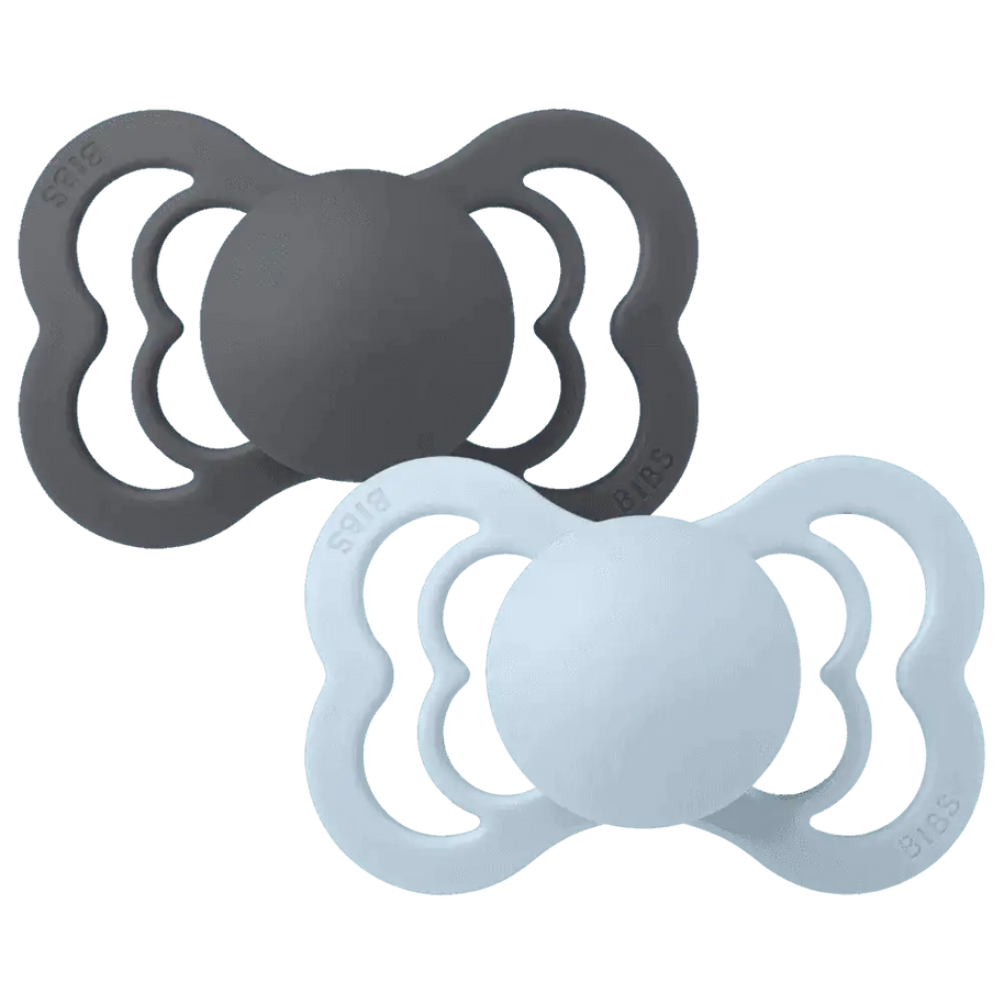 Lot de 2 Sucettes Bibs Supreme - Iron/Baby Blue - Bibs - Sucettes pour bébé Maroc -www.babyboss.ma